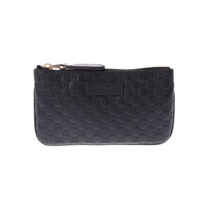 Gucci Guccissima Wallet Key Ring Black Leather